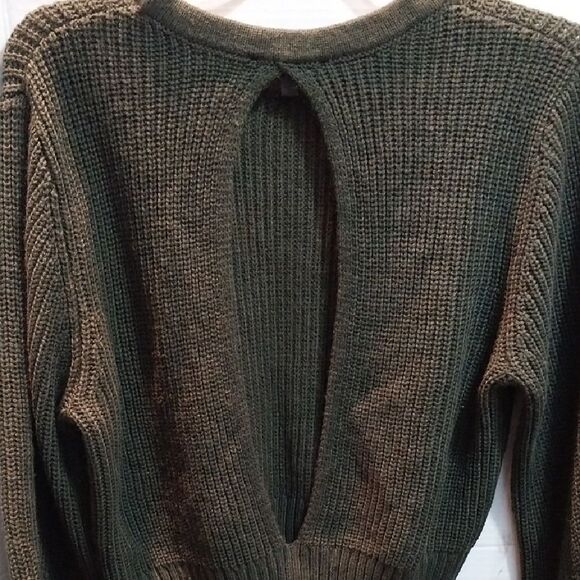 Lulu's Green Crew Neck Sweater Timeless Ribbed Knit - Picture 3 of 3